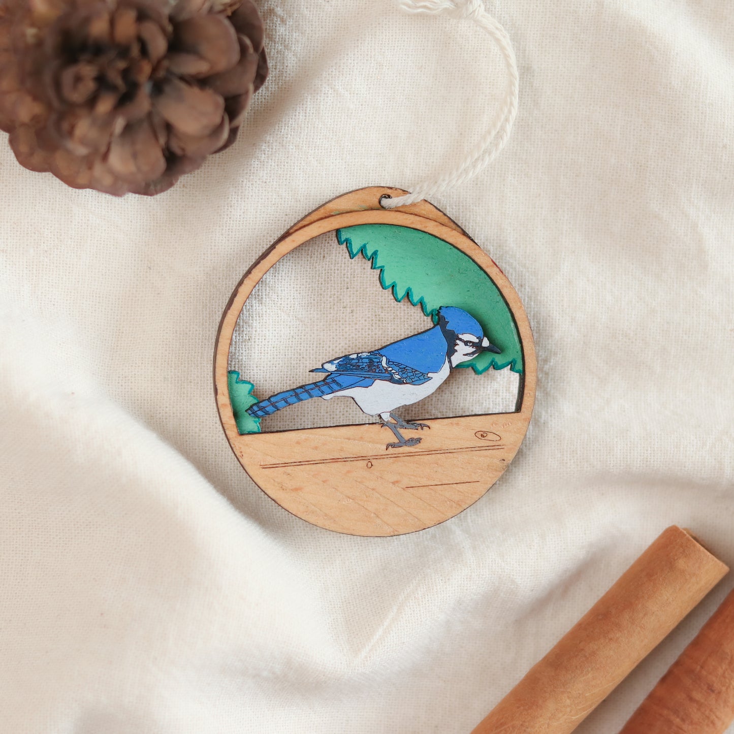 Blue Jay Christmas Charm