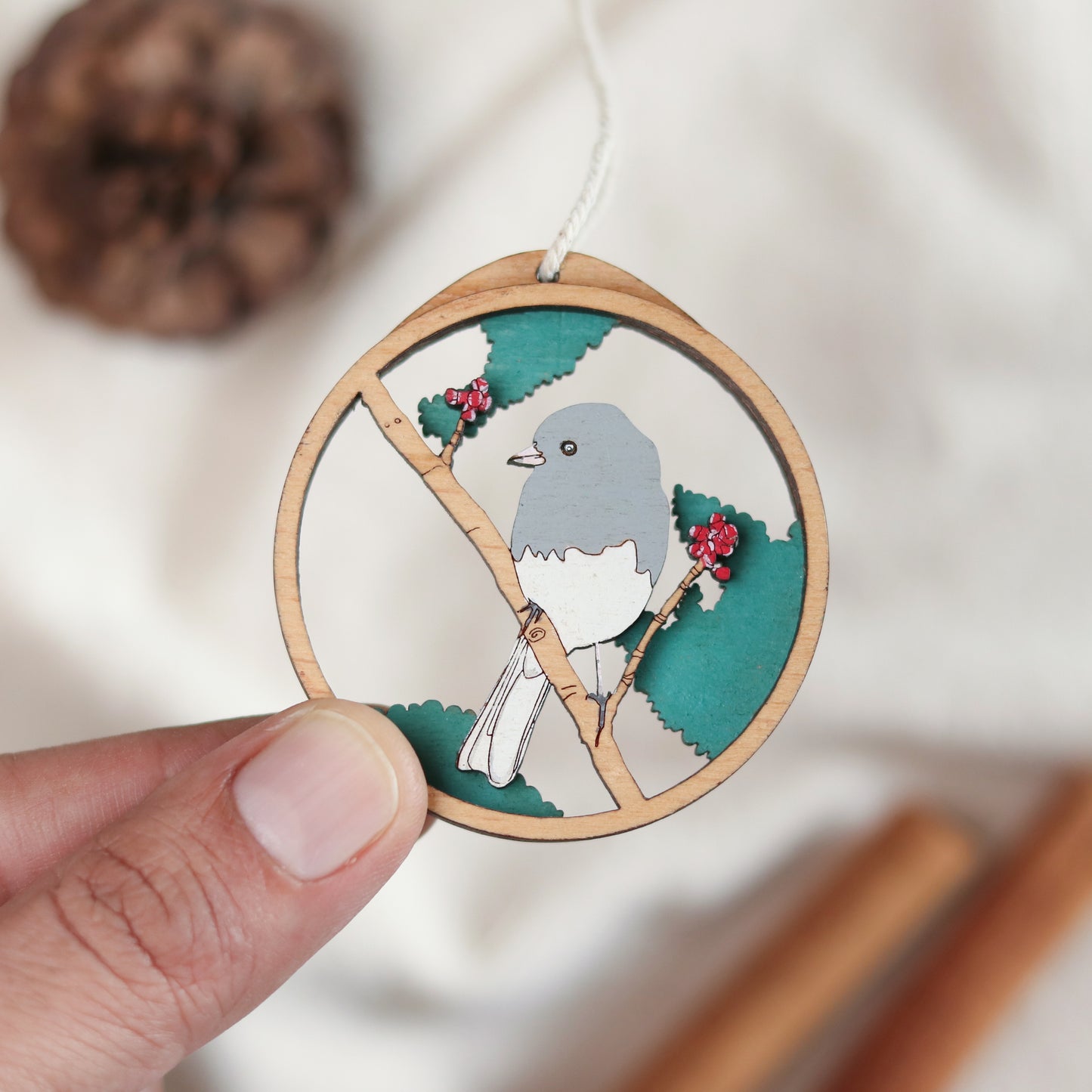 Dark eyed Junco Christmas Charm