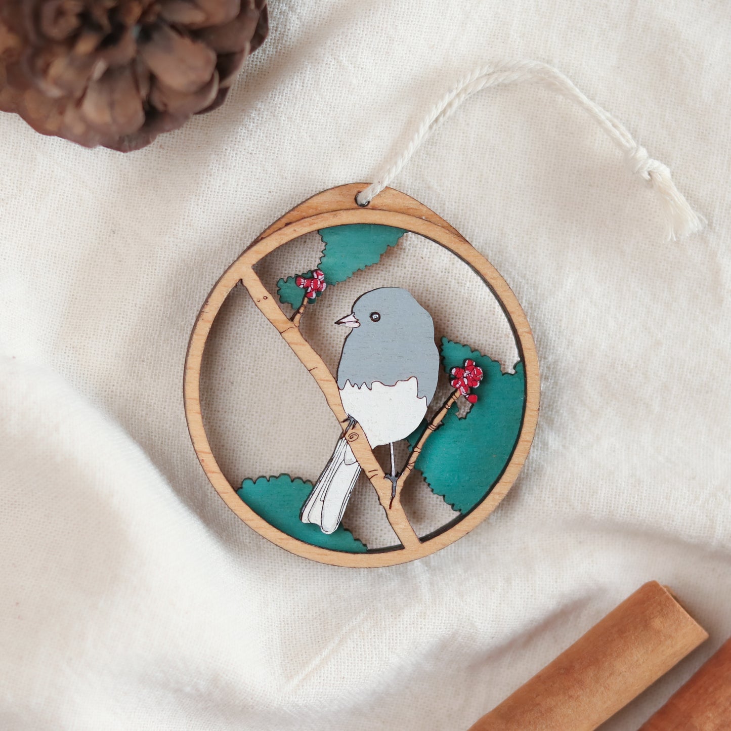 Dark eyed Junco Christmas Charm