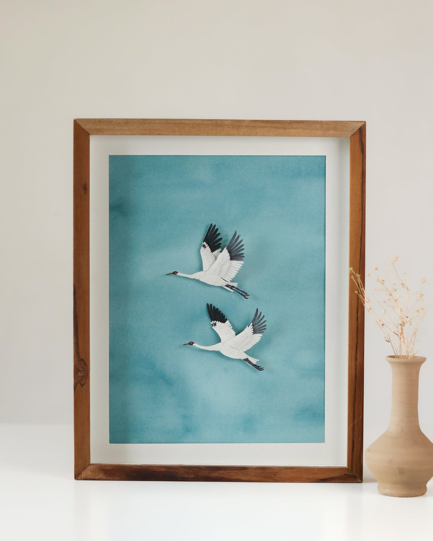 Whooping Crane in Cerulean Sky