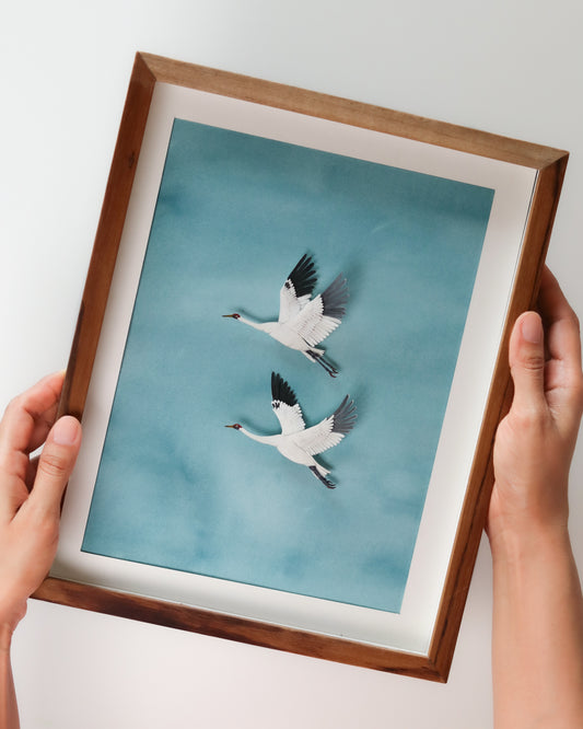 Whooping Crane in Cerulean Sky