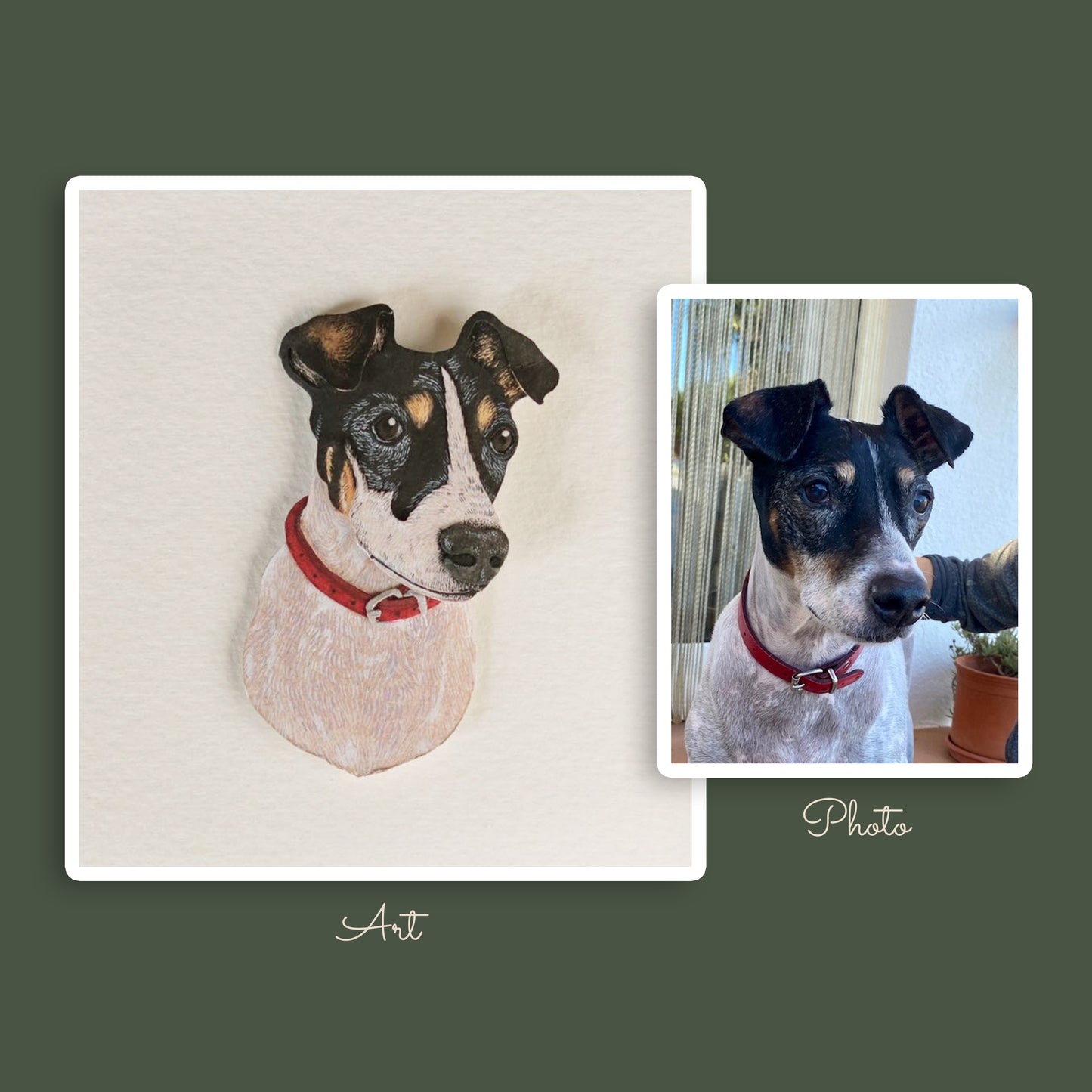 Custom miniature paper cut Pet portrait